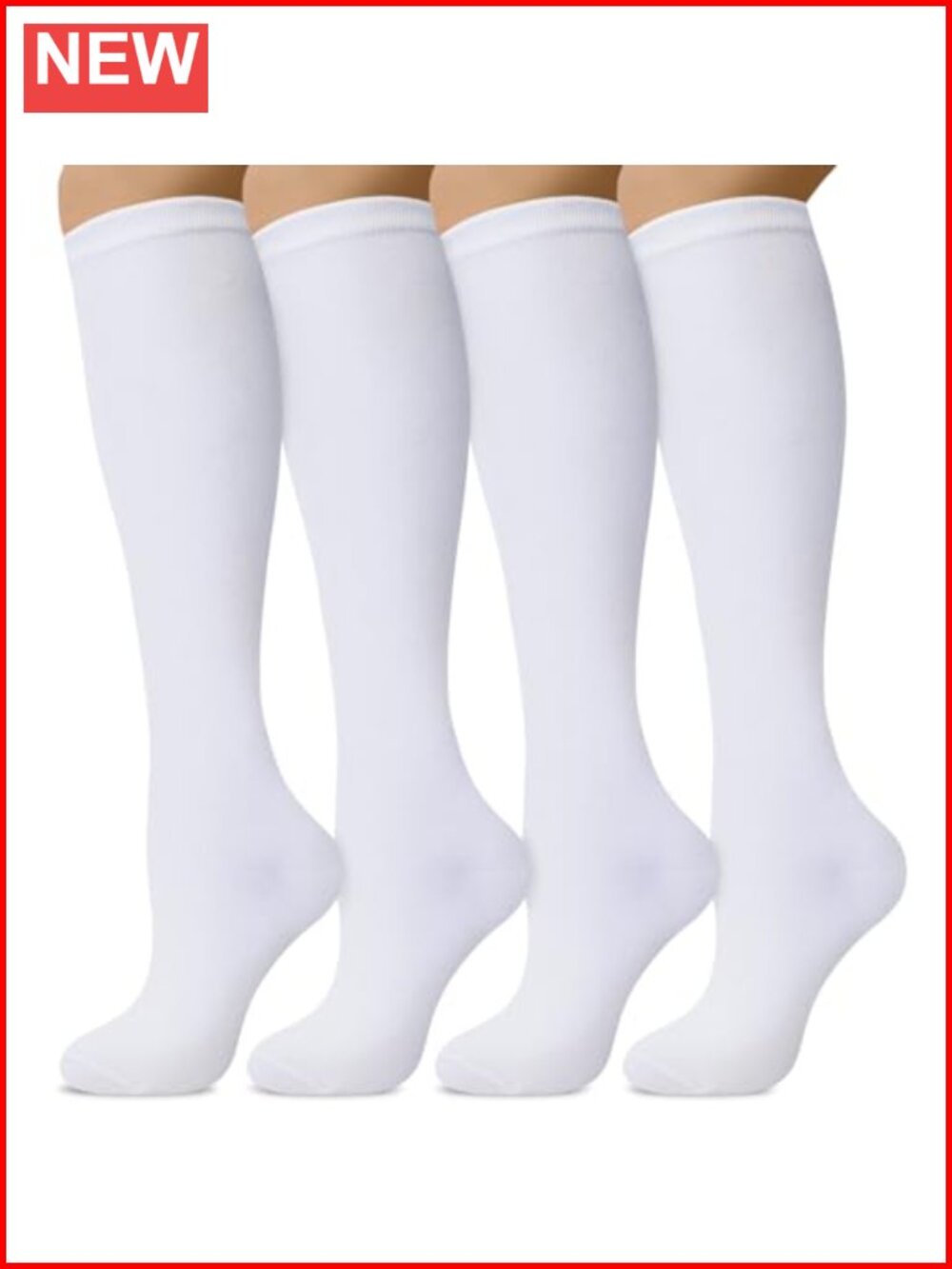 Cotton Knee High Socks 4 Pairs Long Tube Socks Women Athletic